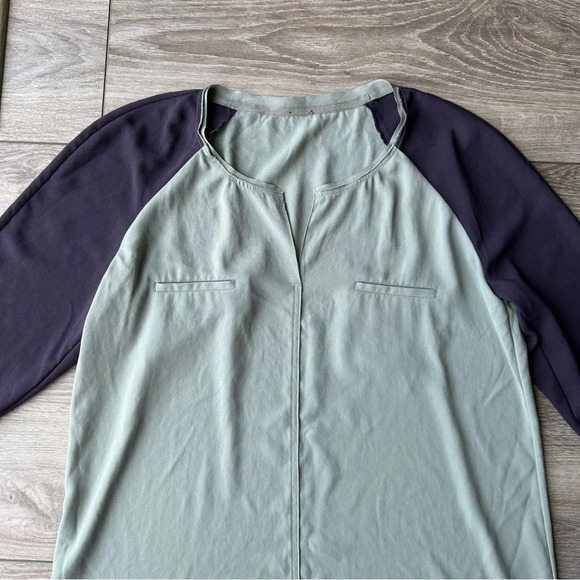 Aritzia Wilfred Purple Sage Green Contrasting  Colour Chiffon Shirt Dress - Picture 5 of 12